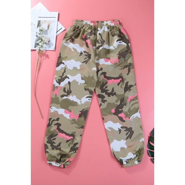 Elastic Waist Neon Camo Joggers