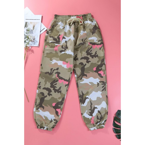 Elastic Waist Neon Camo Joggers