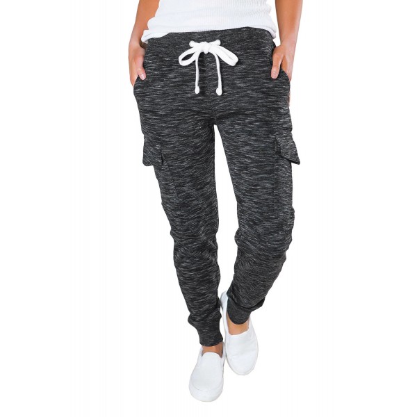 Heathered Black Pocketed Casual Joggers