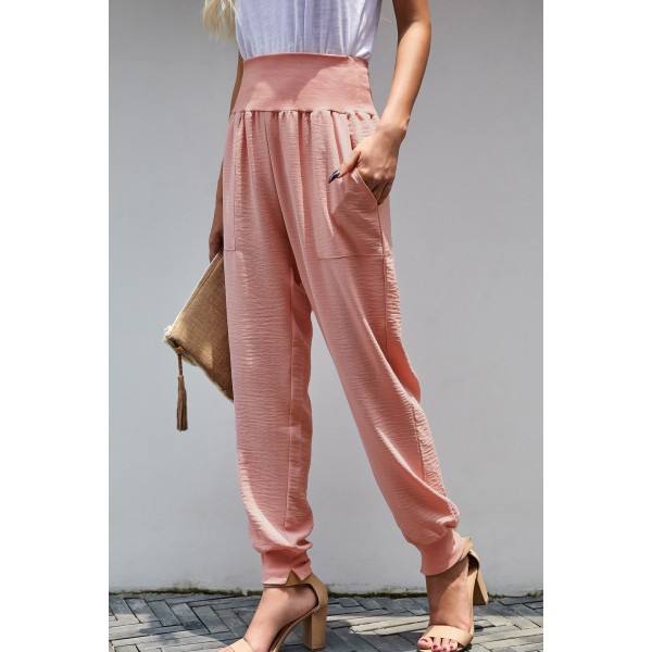 Pink Pocketed Cotton Joggers