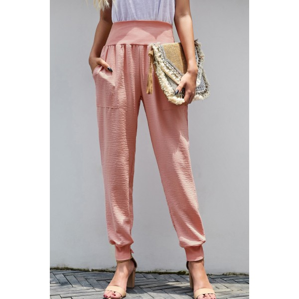 Pink Pocketed Cotton Joggers