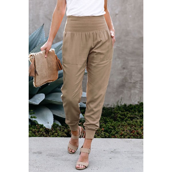 Khaki Pocketed Casual Joggers