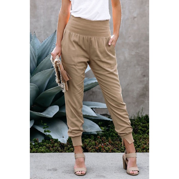 Khaki Pocketed Casual Joggers