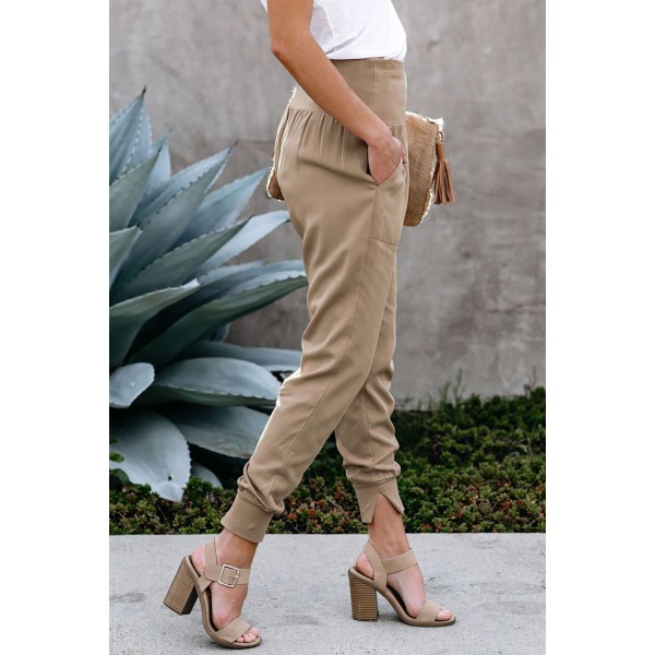 Khaki Pocketed Casual Joggers