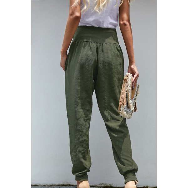 Green Pocketed Cotton Joggers