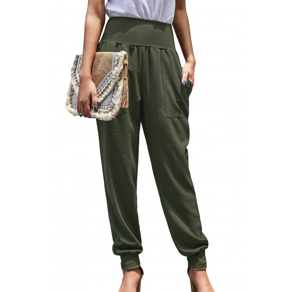 Green Pocketed Cotton Joggers