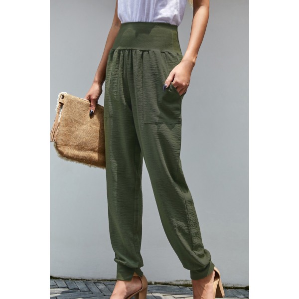 Green Pocketed Cotton Joggers