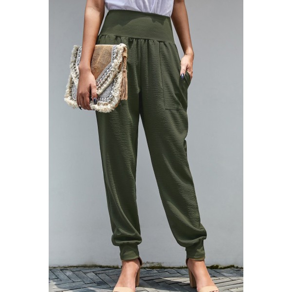 Green Pocketed Cotton Joggers