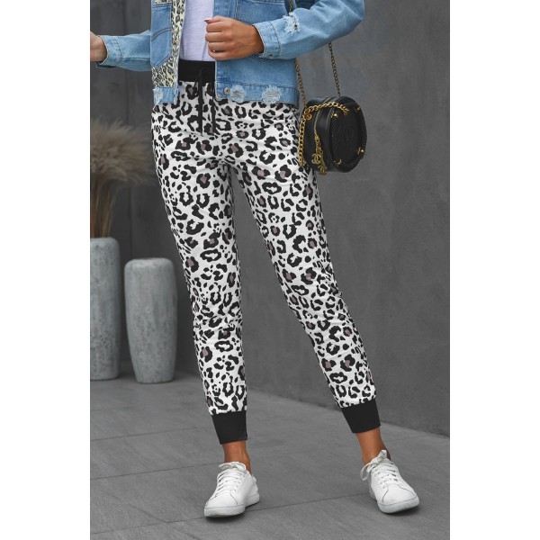 Leopard Cotton Pocketed Joggers