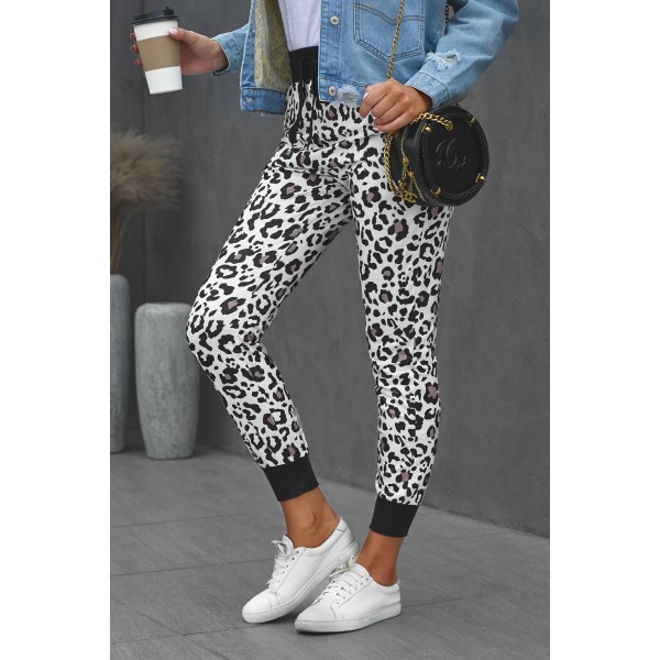 Leopard Cotton Pocketed Joggers