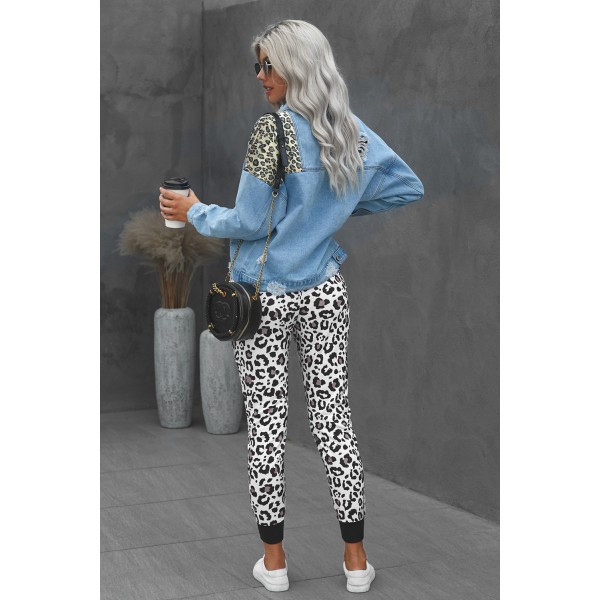 Leopard Cotton Pocketed Joggers