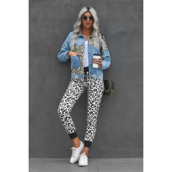 Leopard Cotton Pocketed Joggers