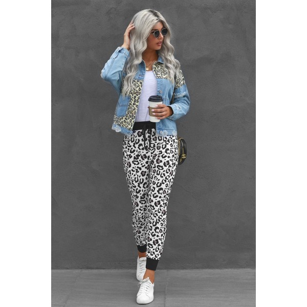 Leopard Cotton Pocketed Joggers