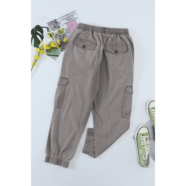 Gray Drawstring Cargo Pocketed Joggers