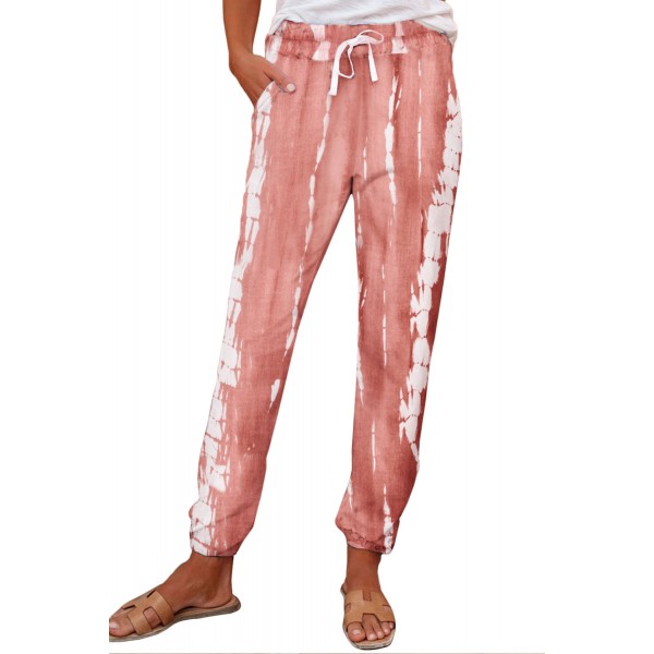 Pink Pocketed Tie-dye Knit Joggers