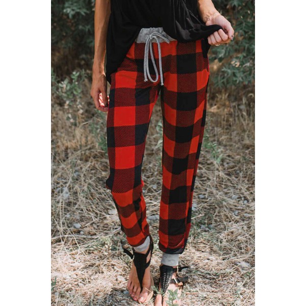 Christmas Red Buffalo Plaid Pocketed Dra...