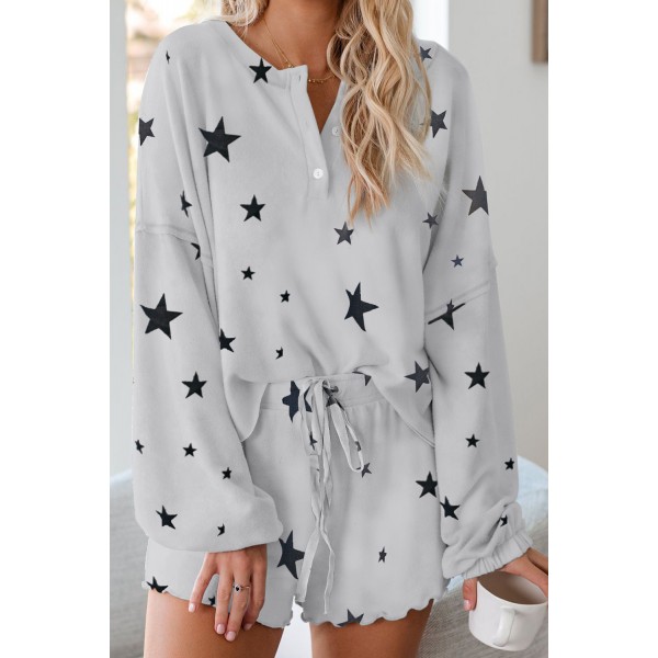 Star Print Knit Pajamas Set