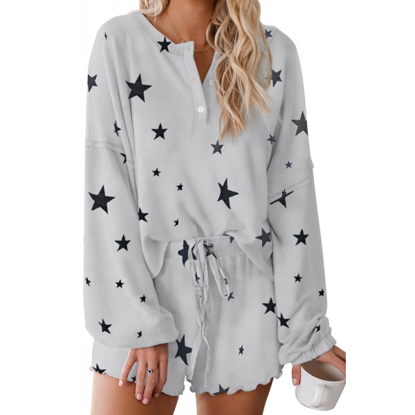 Star Print Knit Pajamas Set