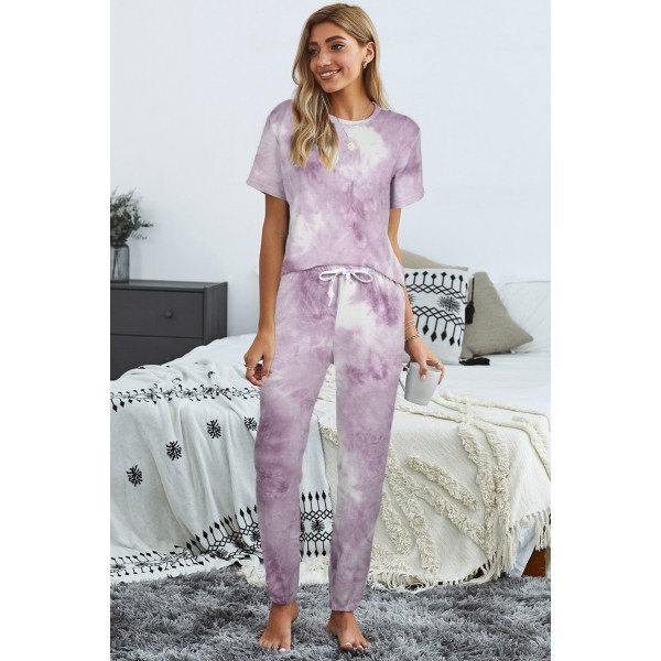 Purple Tie-dye T-shirt Pants PJ Set