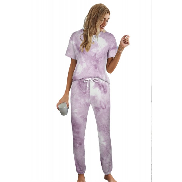 Purple Tie-dye T-shirt Pants PJ Set