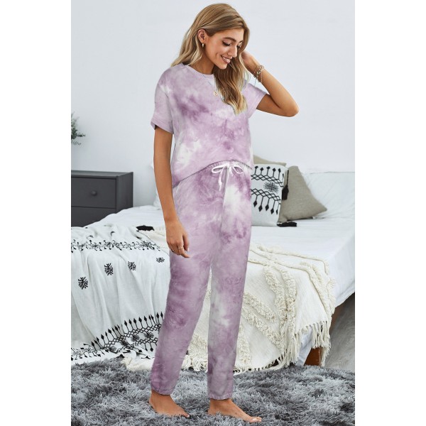 Purple Tie-dye T-shirt Pants PJ Set