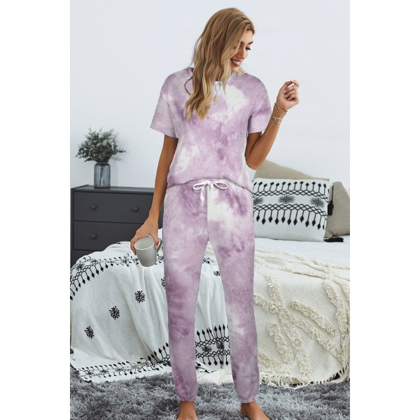 Purple Tie-dye T-shirt Pants PJ Set