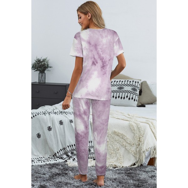 Purple Tie-dye T-shirt Pants PJ Set