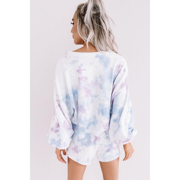 Multicolor Tie Dye Sweatshirt Shorts Loungewear