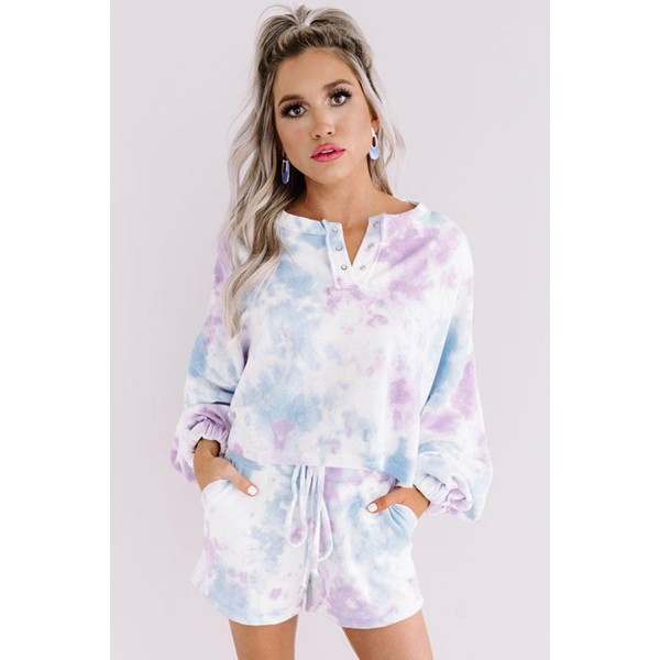 Multicolor Tie Dye Sweatshirt Shorts Lou...