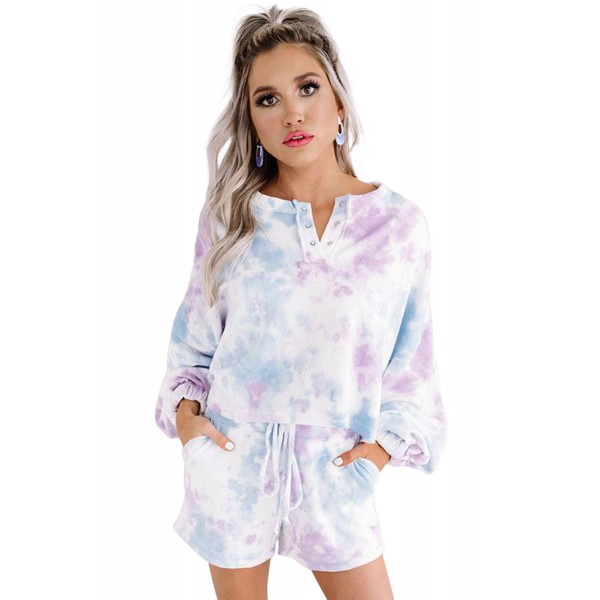 Multicolor Tie Dye Sweatshirt Shorts Loungewear