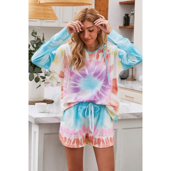 Multicolor Dip Dye Hooded Lounge Sweatsh...