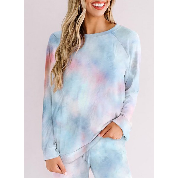 Sky Blue Tie-dye Print Loungewear Set