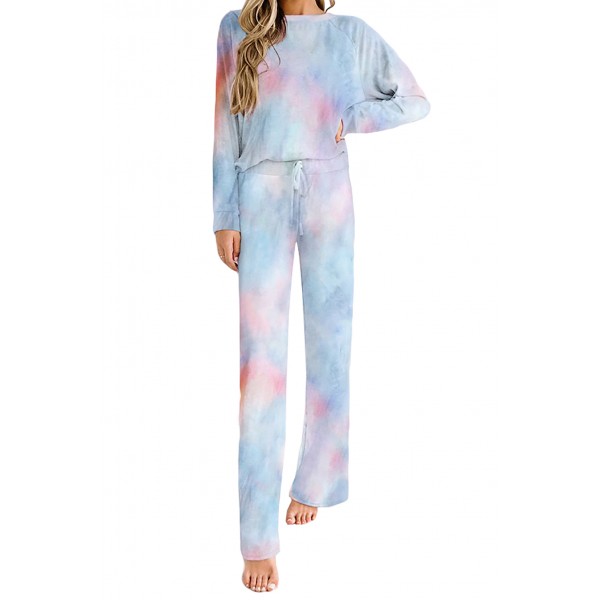 Sky Blue Tie-dye Print Loungewear Set