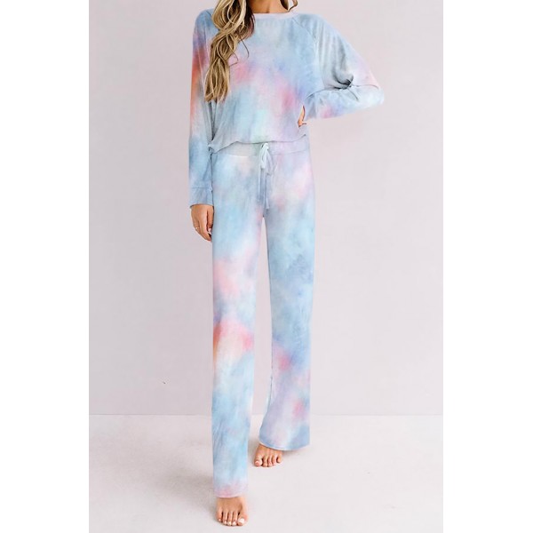 Sky Blue Tie-dye Print Loungewear Set