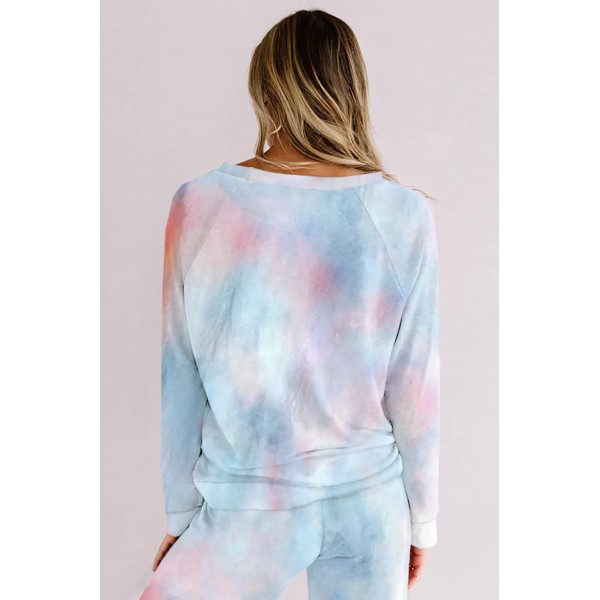 Sky Blue Tie-dye Print Loungewear Set