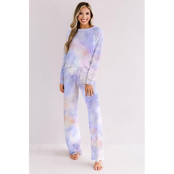 Blue Tie-dye Print Loungewear Set