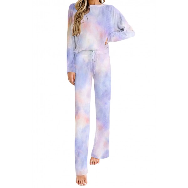 Blue Tie-dye Print Loungewear Set