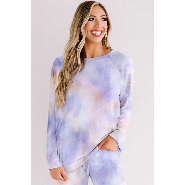 Blue Tie-dye Print Loungewear Set