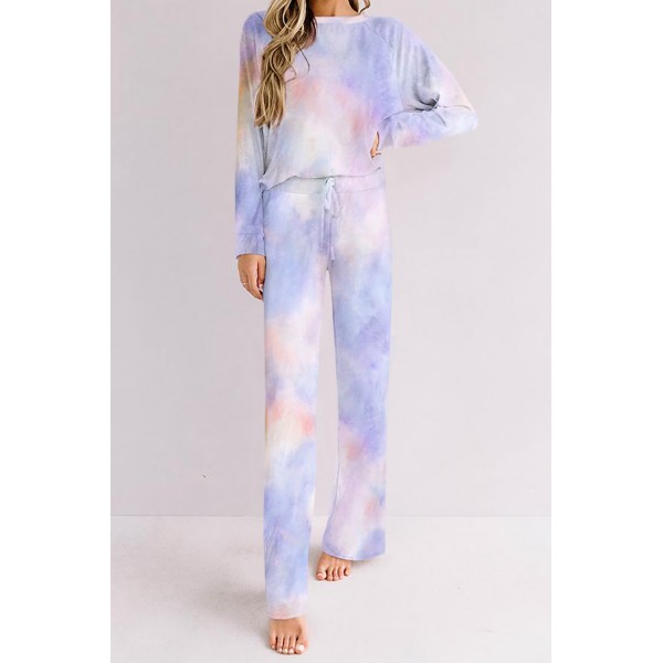 Blue Tie-dye Print Loungewear Set