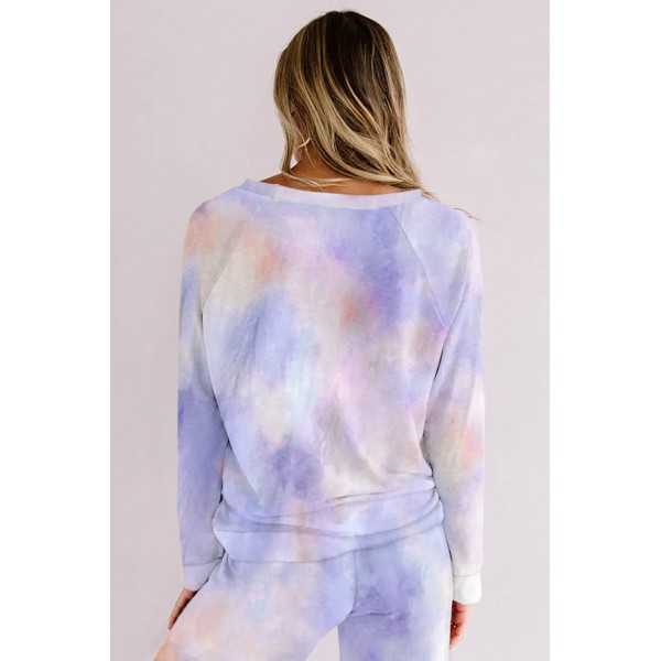 Blue Tie-dye Print Loungewear Set