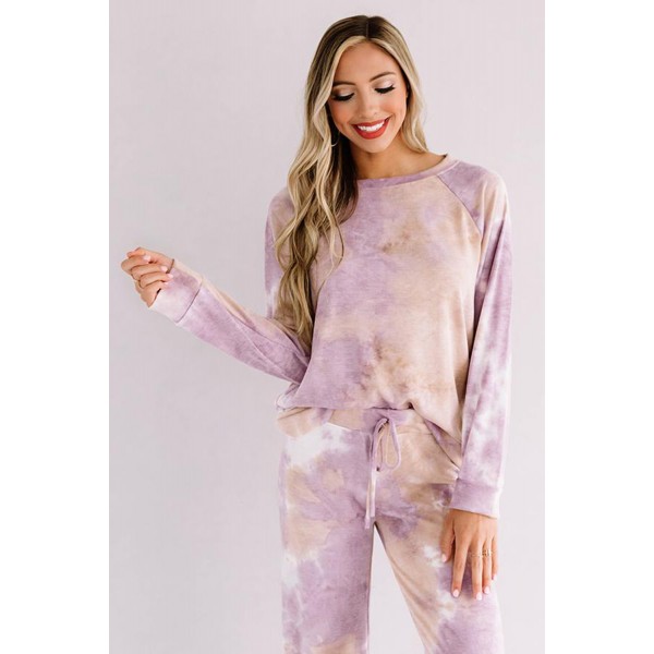 Purple Tie-dye Print Loungewear Set