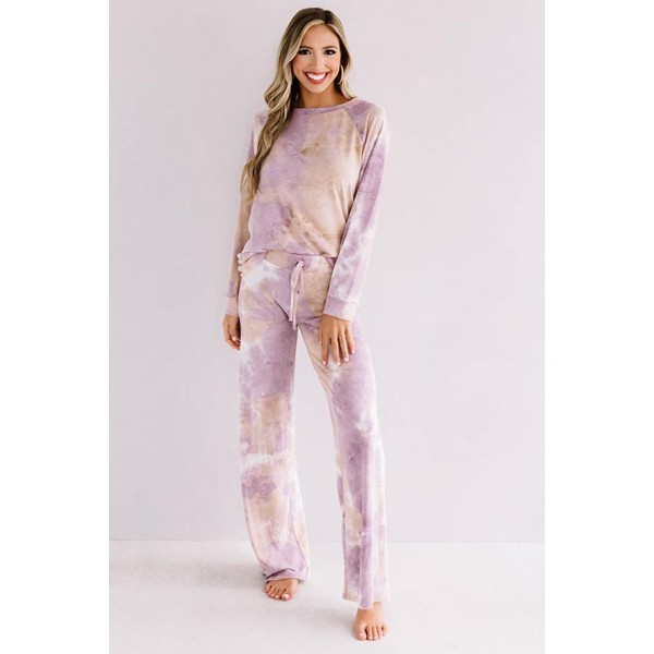 Purple Tie-dye Print Loungewear Set