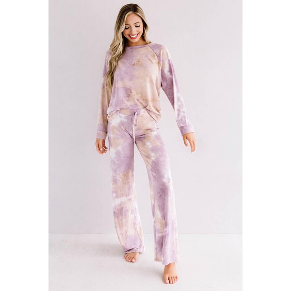 Purple Tie-dye Print Loungewear Set