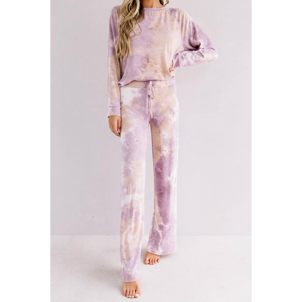 Purple Tie-dye Print Loungewear Set