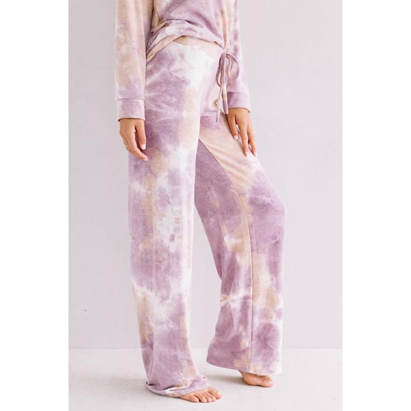 Purple Tie-dye Print Loungewear Set