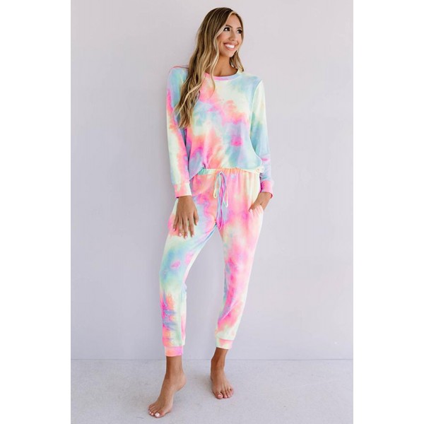 Pink Snuggle Down Tie Dye Lounge Set