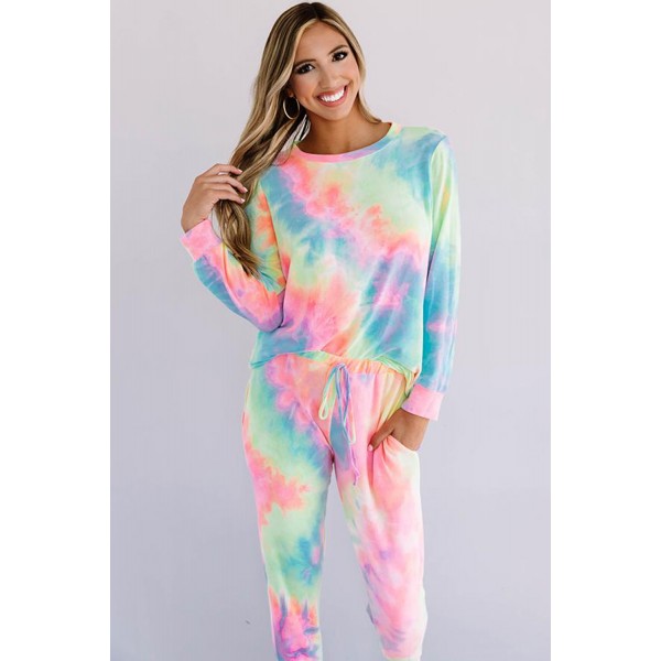 Pink Snuggle Down Tie Dye Lounge Set