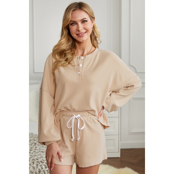 Khaki Cotton Blend Slouchy Set