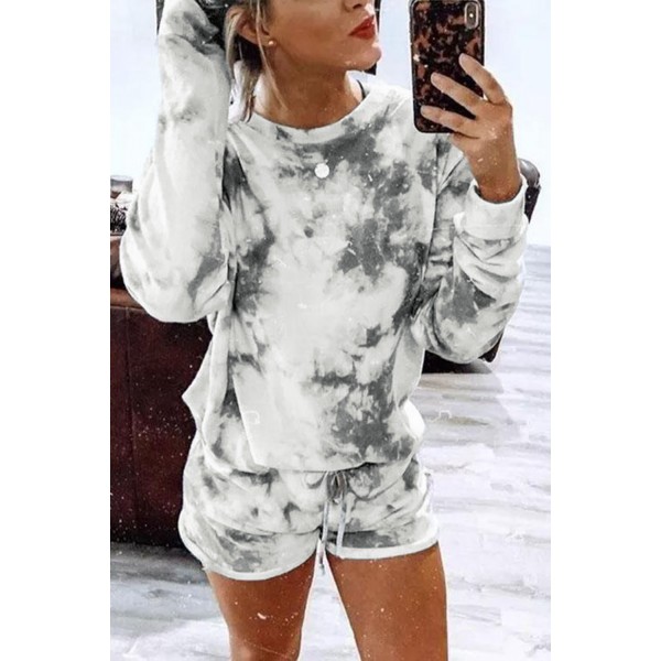 Tie-dye Long Sleeve Top and Shorts Two-p...