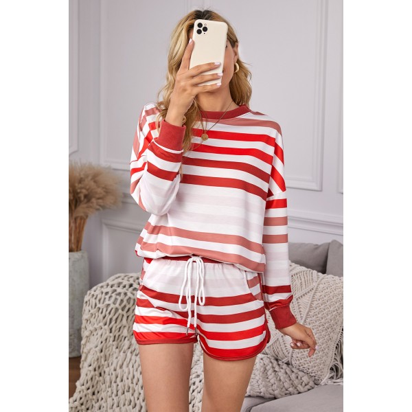 Red Gradient Stripes Home Casual Suit